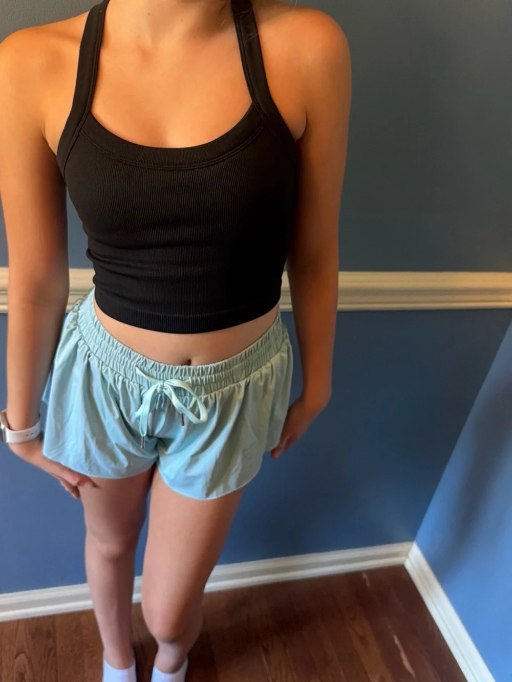 SHEIN Mint Drawstring Athletic Shorts
